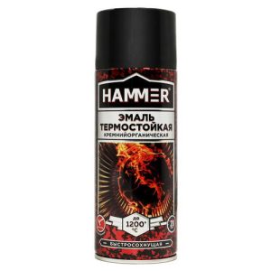 Эмаль аэрозольная термостойкая HAMMER 520мл черная