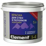 Краска для стен и потолков Element I-4 супербелая матовая (5л)