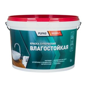 Краска влагостойкая Pufas Decoself белая, морозостойкая (15,7 кг)