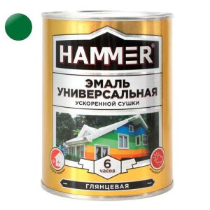 Эмаль алкидная HAMMER ускоренной сушки 0,9кг зеленая