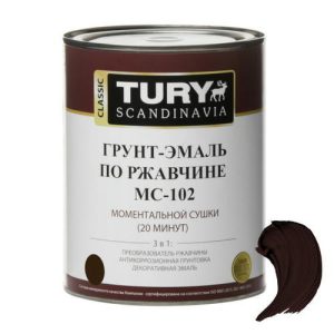 Грунт-эмаль алкидная TURY MC-102 3в1 по ржавчине быстросохнущая 0,9кг коричневая