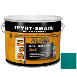 Грунт-эмаль по ржавчине Dali 3 в 1 гладкая RAL 5021 водная синь 10 л
