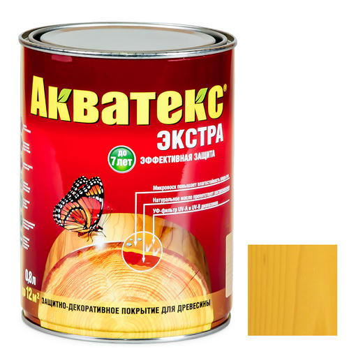 Покрытие алкидное защитно-декоративное для древесины Акватекс Экстра полуглянцевое Сосна 0,8 л