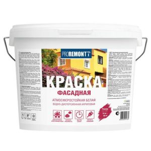 Краска акриловая PROREMONTT фасадная белая 14кг