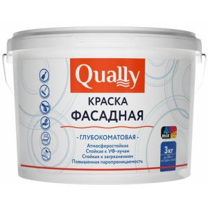 Краска Фасадная QUALLY глубокоматовая белая (3кг)