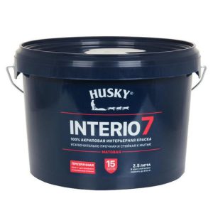 Краска акриловая HUSKY INTERIO 7 для стен и потолков база С 2,5л