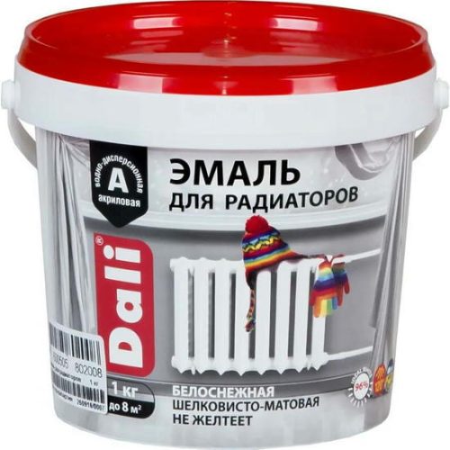 Эмаль акриловая для радиаторов Dali 80200 антикоррозионная шелковисто-матовая белая 1 кг