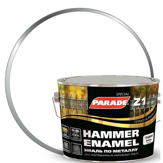 Эмаль по металлу Parade Special Z1 гладкая база А RAL 9016 белая 2,5 л