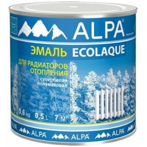 Эмаль для радиаторов акриловая ALPA Экоэмаль белая полуматовая (0,5л)