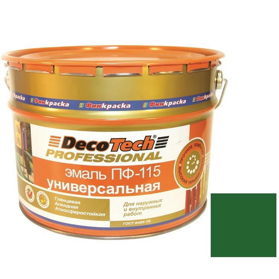 Эмаль DecoTech Professional ПФ-115 Ral 6002 зеленая глянцевая 10 кг