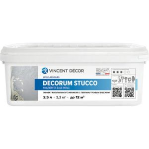 Декоративное покрытие VINCENT DECOR Штукко Мультиэффект База Перль 2,5 л
