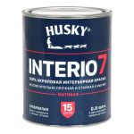 Краска акриловая HUSKY INTERIO 7 для стен и потолков база А 0,9л