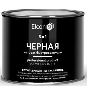 Грунт-эмаль по ржавчине Elcon 3 в 1 матовая Ral 9005 черная 0,4 кг