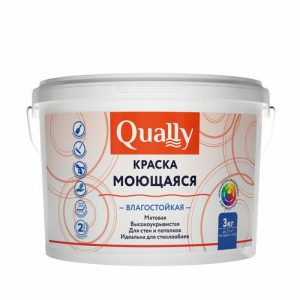 Краска Моющаяся QUALLY Матовая Белая База 1 (3кг)