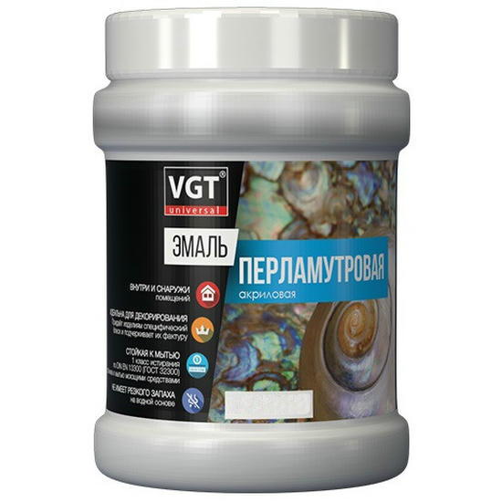 Эмаль универсальная VGT перламутровая серебристо-белая 10 кг