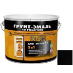 Грунт-эмаль по ржавчине Dali 3 в 1 гладкая RAL 9005 черная 10 л