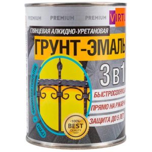 Грунт-эмаль по ржавчине 3 в 1 Virtuoso Premium (глянцевая; черная), 0,9 кг