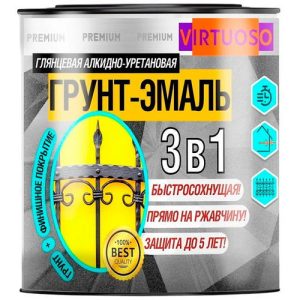 Грунт-эмаль по ржавчине 3 в 1 Virtuoso Premium (глянцевая; серая), 1,9 кг