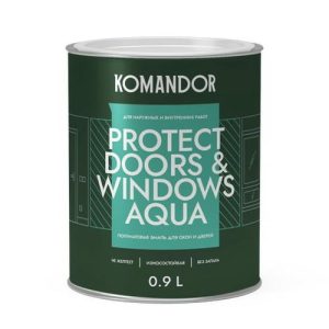 Эмаль KOMANDOR Protect Doors&Windows база С для окон 0,9 л бесцветная