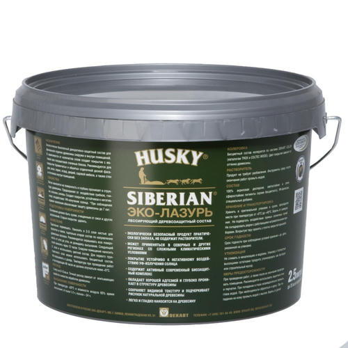 Защит. декор. покрытие HUSKY SIBERIAN ЭКО-ЛАЗУРЬ клен 2,5л — изображение 2