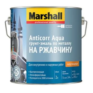 Грунт-эмаль на ржавчину Marshall Anticorr Aqua на водной основе полуглянцевая база BW 2 л