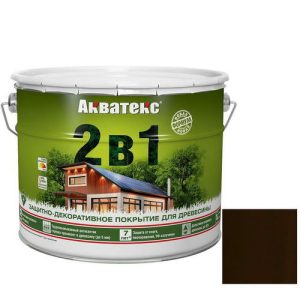 Покрытие алкидное защитно-декоративное для древесины Акватекс 2 в 1 полуматовое Палисандр 9 л