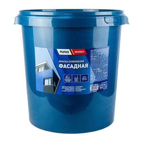 Краска фасадная Pufas Decoself основа A белая морозостойкая (40 кг)