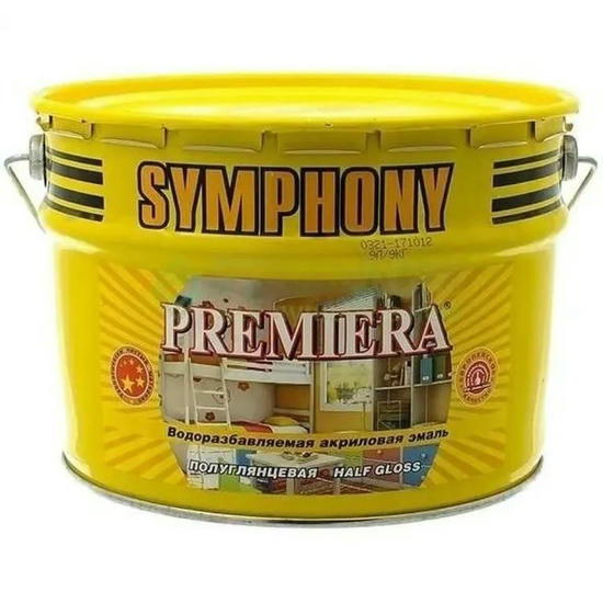 Эмаль акриловая Symphony Premiera С полуглянцевая в металлическом ведре 9 л