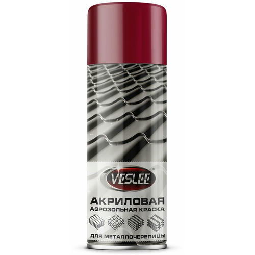 Краска аэрозольная для металлочерепицы VESLEE винно-красный RAL 3005 (520мл/270г)