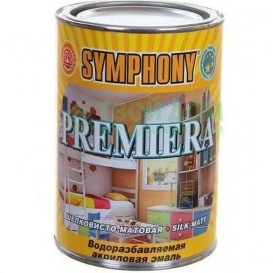 Эмаль акриловая Symphony Premiera С шелково-матовая в металлической банке 0,9 л