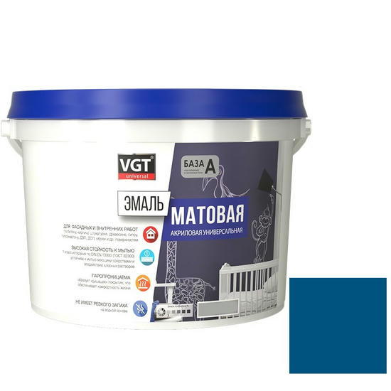 Эмаль универсальная VGT матовая Ral 5010 васильковая 10 кг