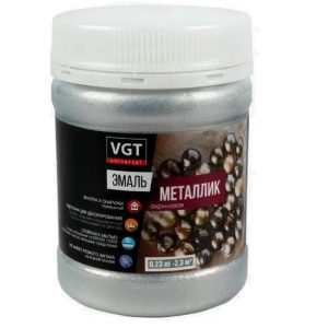 Эмаль универсальная VGT металлик жидкое серебро 0,23 кг