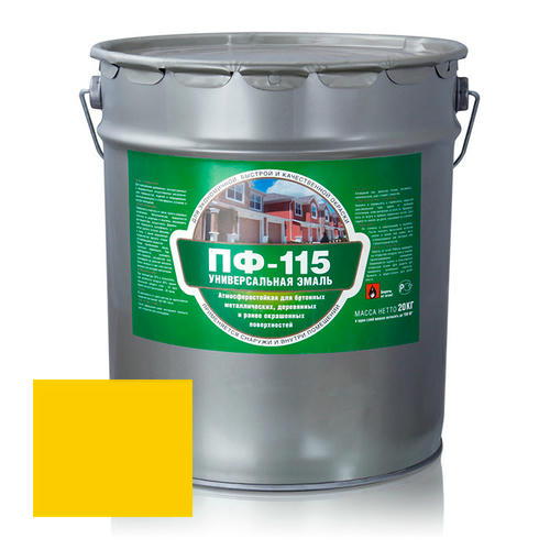 Эмаль ПФ-115 полуматовая желтая 25 кг Эксперт