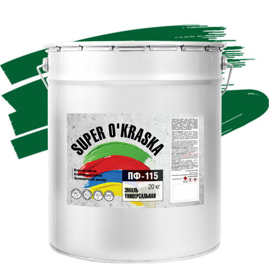 Эмаль Super Okraska ПФ-115 зеленая глянцевая 20 кг