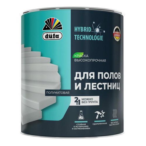 Эмаль для полов и лестниц Dufa акриловая полуматовая белая 9 л