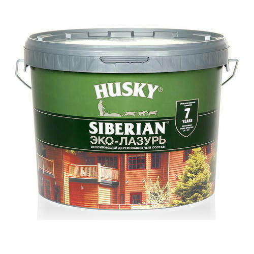Защит. декор. покрытие HUSKY SIBERIAN ЭКО-ЛАЗУРЬ полуматовый кофейное дерево 9л — изображение 2