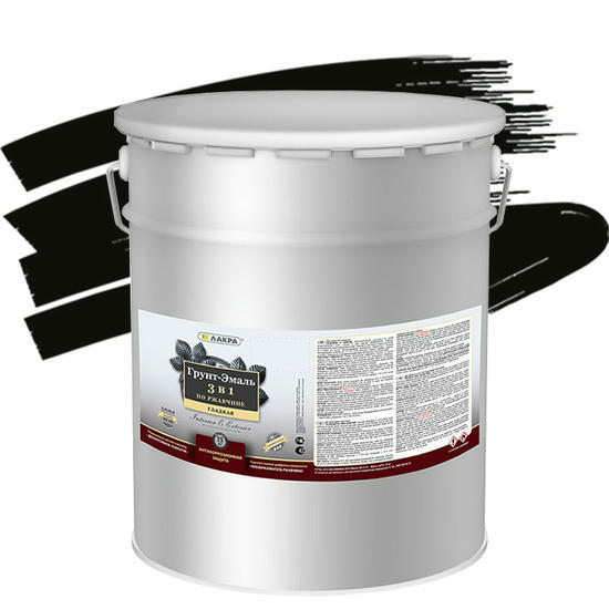 Грунт-эмаль Лакра 3 в 1 по ржавчине черная 15 кг