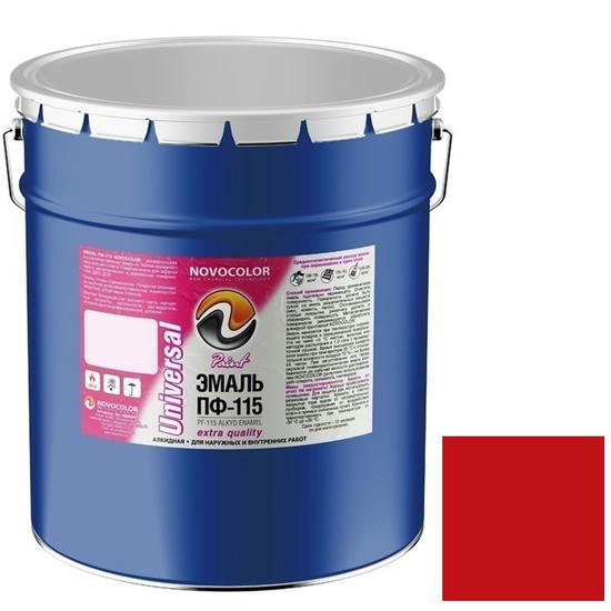 Эмаль Novocolor ПФ-115 красная глянцевая 25 кг