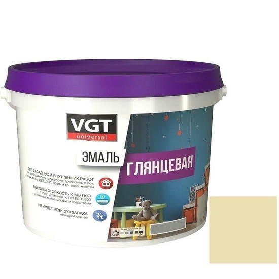 Эмаль универсальная VGT глянцевая Ral 1015 кремовая 1 кг