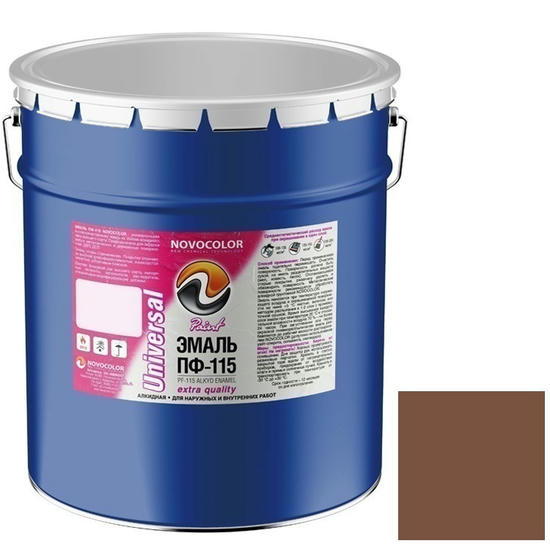 Эмаль Novocolor ПФ-115 коричневая глянцевая 25 кг