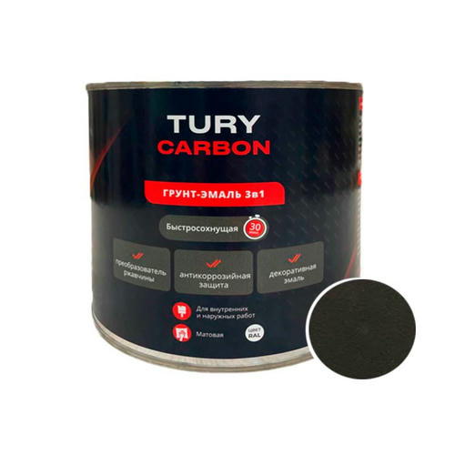 Грунт-Эмаль TURY Carbon RAL 9004 Черный 2,2 кг