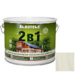 Покрытие алкидное защитно-декоративное для древесины Акватекс 2 в 1 полуматовое белое 9 л