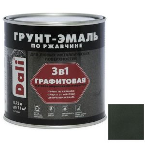 Грунт-эмаль по ржавчине Dali 3 в 1 графитовая зелёная 0,75 л