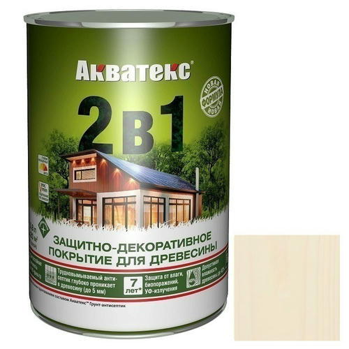 Покрытие алкидное защитно-декоративное для древесины Акватекс 2 в 1 полуматовое Ваниль 0,8 л
