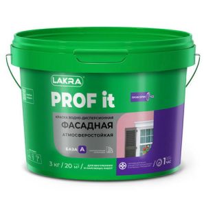Краска акриловая ЛАКРА Prof It фасадная белая 3кг