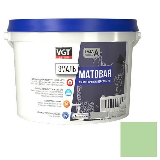 Эмаль универсальная VGT матовая мятная RAL 6019 2,5 кг