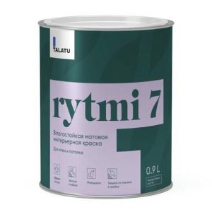 Краска в/д TALATU Rytmi 7 База С влагостойкая матовая 0,9 л бесцветная