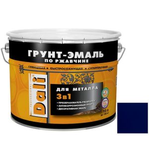 Грунт-эмаль по ржавчине Dali 3 в 1 гладкая RAL 5002 ультрамарин 10 л