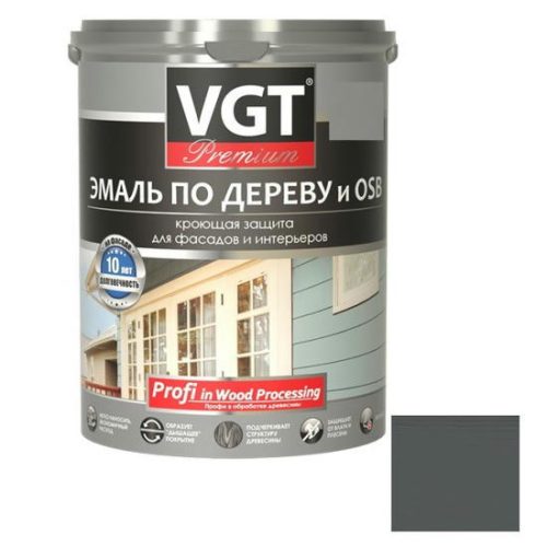 Эмаль по дереву VGT Профи графитовая RAL 7024 1 кг