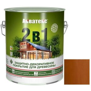 Покрытие алкидное защитно-декоративное для древесины Акватекс 2 в 1 полуматовое Тик 9 л